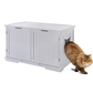 X-Large Cat Washroom Bench Litter Box Enclosure Furniture Box House with Table